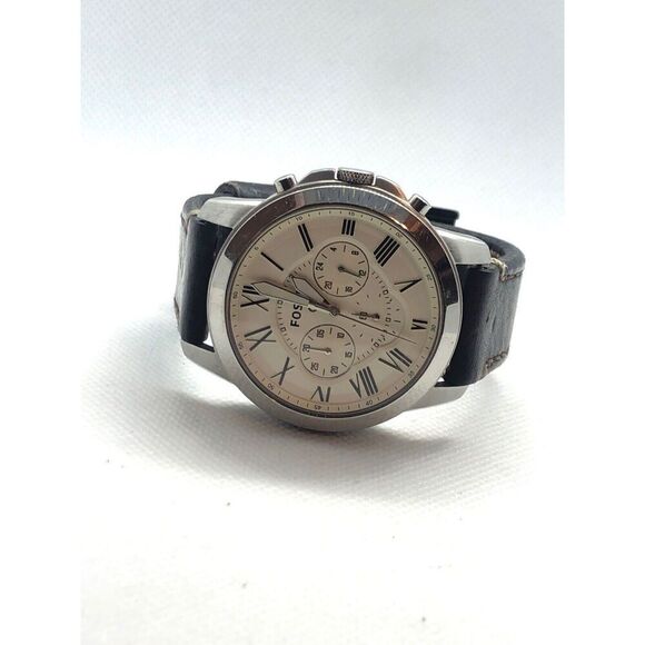 Fossil Q NDW1 Men's Brown Leather Analog Cream Dial Quartz Genuine Watch BP161 - Picture 5 of 10